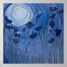 amapolas iluminadas por la luna impresiones