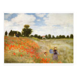Amapolas rojas que florecen - Claude Monet Tarjetas Postales