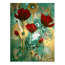 Amapolas rojas tarjeta postal