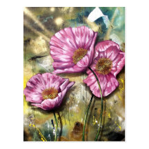 Amapolas rosadas postales