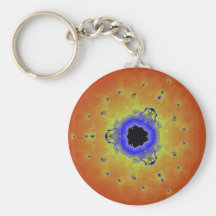 Amarillo anaranjado de la mandala del fractal del  llaveros personalizados