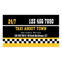Amarillo blanco negro del taxi plantilla de tarjeta personal