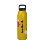 Amarillo conocido personalizado estampado de flore botella de beber