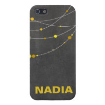 Amarillo elegante de la pizarra de los filamentos iPhone 5 fundas