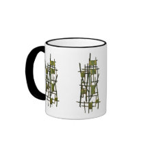 Amarillo en verde tazas de café