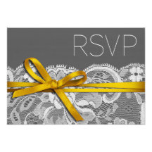 Amarillo gris de RSVP de la cinta y del cordón de  Comunicados Personales