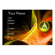 Amarillo negro vibrante del MONOGRAMA de SWIRLGEM Tarjetas De Visita