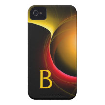 Amarillo negro vibrante del MONOGRAMA del ECLIPSE Case-Mate iPhone 4 Protectores