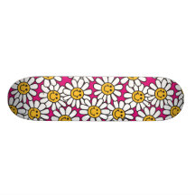 Amarillo sonriente del rosa del modelo de flores d tablas de skate