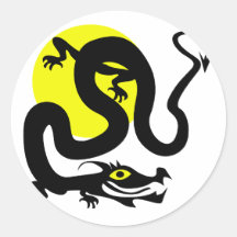 Amarillo sun.png de la serpiente del dragón pegatina redonda
