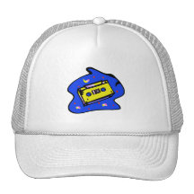 Amarillo y azul de la cinta de casete gorras de camionero
