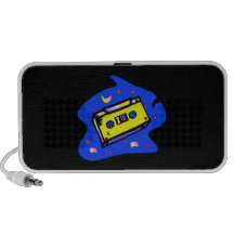 Amarillo y azul de la cinta de casete iPod altavoz