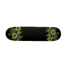 Amarillo y negro tropicales del modelo de flores patin personalizado