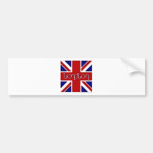 Ambigram de "Londres" en bandera BRITÁNICA Etiqueta De Parachoque