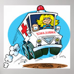 Ambulancia del dibujo animado impresiones