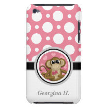 Ame el tacto rosado y blanco 4G del mono del lunar iPod Touch Case-Mate Funda