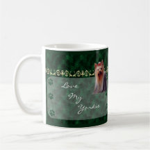 Ame mi taza de Yorkie Yorkshire Terrier Pawprint -