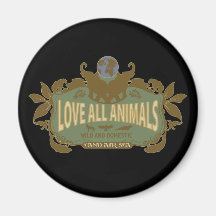 Ame todos los animales imán de nevera