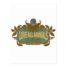 Ame todos los animales tarjetas postales