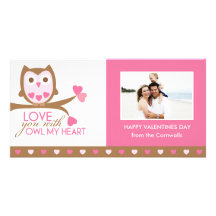 Ámele con el búho mi corazón tarjetas fotograficas personalizadas