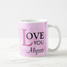 Ámele las nubes rosadas conocidas de encargo tazas