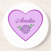 Amelia (corazón púrpura) posavasos cerveza