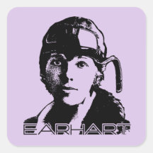 Amelia Earhart Pegatina Cuadradas Personalizada