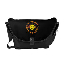 Ámeme amor mi smiley de la música con el bolso de  bolsa de mensajeria 