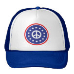 América roja, signo de la paz blanco, azul gorras de camionero