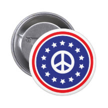 América roja, signo de la paz blanco, azul pins