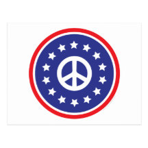 América roja, signo de la paz blanco, azul postal