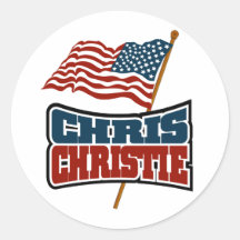 Americano orgulloso de Chris Christie Pegatina Redonda