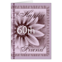AMIGO - 60.o cumpleaños feliz - flor de la LAVANDA Tarjetas