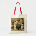 Amigos animales del perro y del burro - arte del v bolsa lienzo