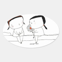 Amigos en amor pegatinas de oval