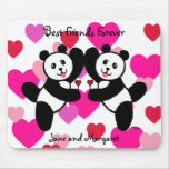Amigos personalizados de la panda de BFF Tapete De Ratón