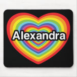 Amo a Alexandra, corazón del arco iris Alfombrilla De Ratón