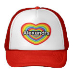 Amo a Alexandra, corazón del arco iris Gorro
