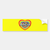 Amo a Alicia, corazón del arco iris Pegatina De Parachoque
