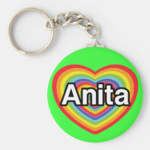Amo a Anita, corazón del arco iris Llaveros