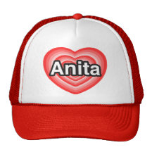 Amo a Anita. Te amo Anita. Corazón Gorros Bordados