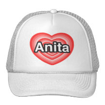 Amo a Anita. Te amo Anita. Corazón Gorros Bordados