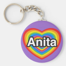 Amo a Anita. Te amo Anita. Corazón Llavero Personalizado