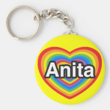 Amo a Anita. Te amo Anita. Corazón Llavero Personalizado