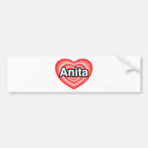 Amo a Anita. Te amo Anita. Corazón Etiqueta De Parachoque
