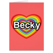 Amo a Becky: corazón del arco iris Tarjeton