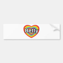 Amo a Betty: corazón del arco iris Etiqueta De Parachoque