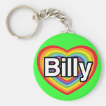 Amo a Billy: corazón del arco iris Llavero Personalizado