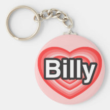 Amo a Billy. Te amo Billy. Corazón Llavero Personalizado