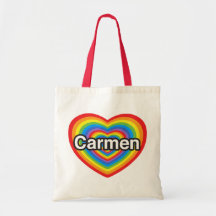 Amo a Carmen. Te amo Carmen. Corazón Bolsas
